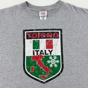 USA Olympics Torino 2006 T-Shirt Vintage Mens Medium Gray Italy  Graphic